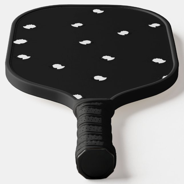 White tiny holes on black pickleball paddle (Laydown)