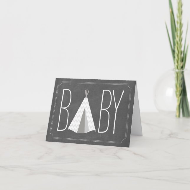 White Tipi Baby Card - Chalk (Front)
