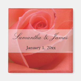 White Tipped Pink Rose Personal Wedding Magnet
