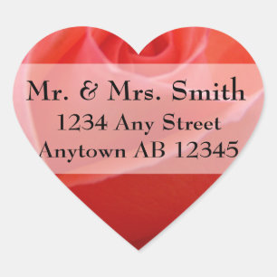 White Tipped Pink Rose Wedding Address Label