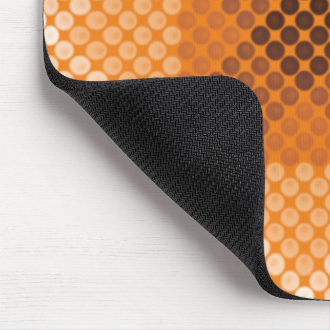 White to brown circles on orange, forming squares mouse mat (Corner)