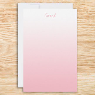 White to Pale Pink Ombre Personalised Stationery
