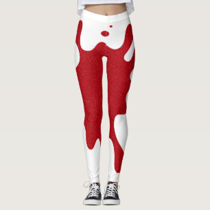 White & Tomato Red Splash Leggings – Customisable