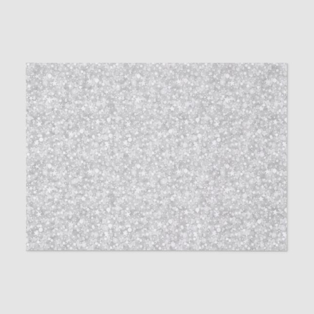 White Tones Faux Glitter & Sparkles Pattern Tissue Paper (Front)
