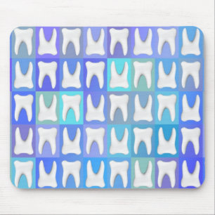 White Tooth Blue Box Pattern Dentist Mousepad