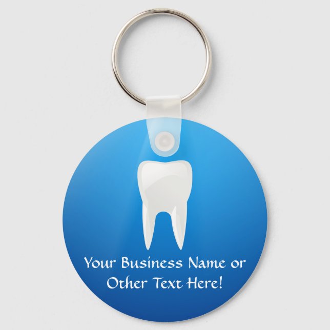 White Tooth on Blue Background Key Ring (Front)