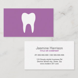White tooth plum purple minimalist dentist dental business card