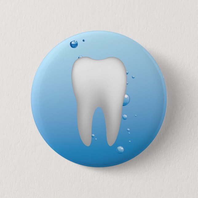 White Tooth & Water Dental Office Dentist 6 Cm Round Badge (Front)
