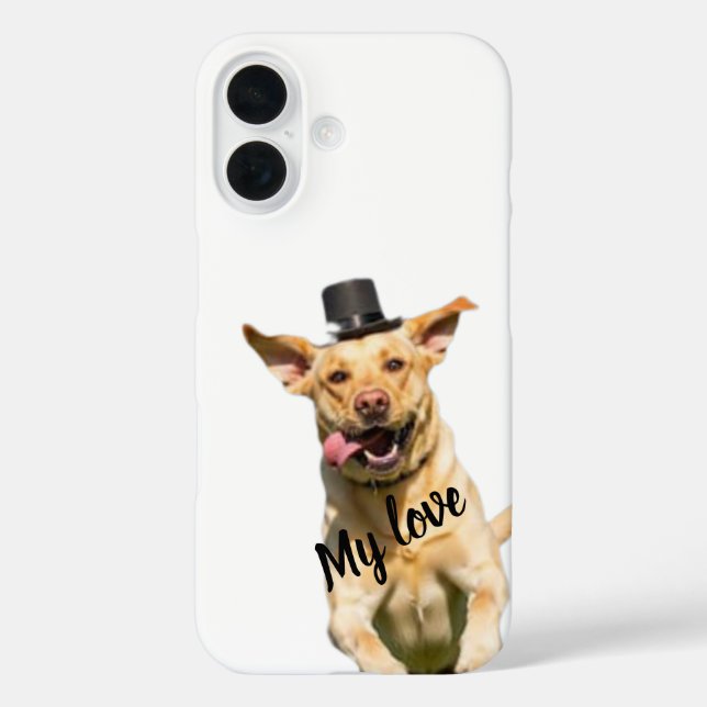 White Top Hat Labrador Retriever Dog iPhone 16 Cas Case-Mate iPhone Case (Back)