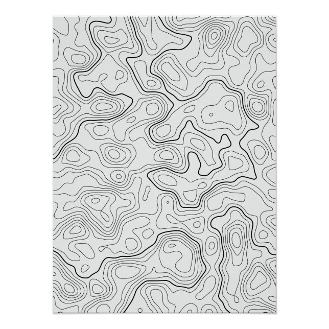 White Topographical Map Wall Poster (Front)