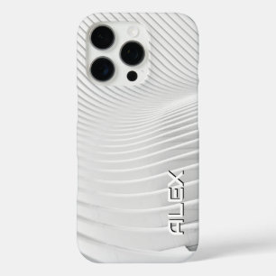 White Topographical Wave Pattern – Minimalist iPhone 16 Pro Case