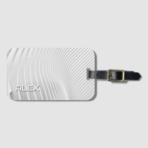 White Topographical Wave Pattern – Minimalist Luggage Tag
