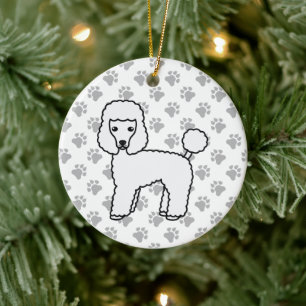 White Toy Poodle Cute Cartoon Dog Ceramic Tree Decoration