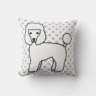 White Toy Poodle Cute Cartoon Dog Cushion