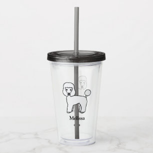 White Toy Poodle Cute Cartoon Dog & Name Acrylic Tumbler