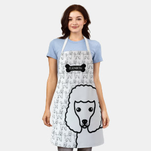 White Toy Poodle Cute Cartoon Dog & Name Apron