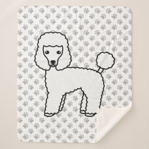 White Toy Poodle Cute Cartoon Dog Sherpa Blanket
