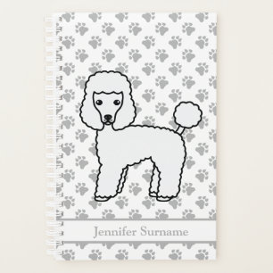White Toy Poodle Cute Cartoon Dog & Text Planner