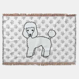 White Toy Poodle Cute Cartoon Dog Throw Blanket