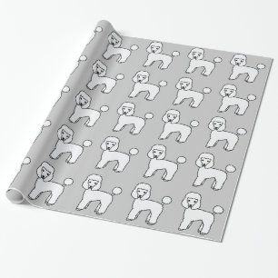 White Toy Poodle Dog Pattern Cartoon Illustration Wrapping Paper