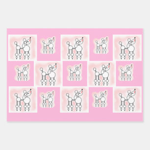 White Toy Poodle Gift Wrap Sheet Set