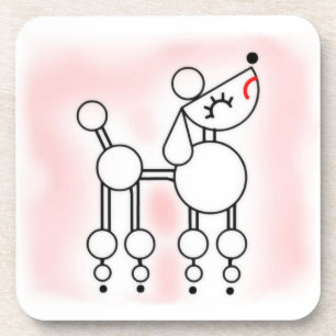 White Toy Poodle Hard plastic coaster