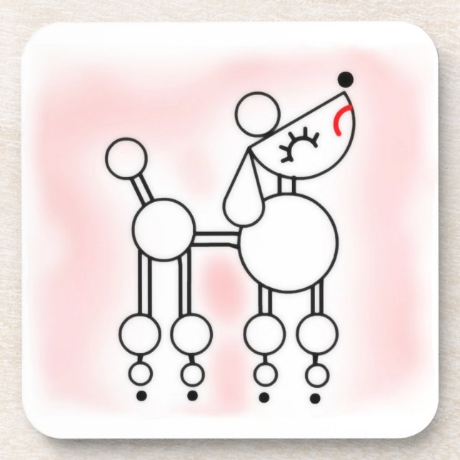 White Toy Poodle Hard plastic coaster (Front)