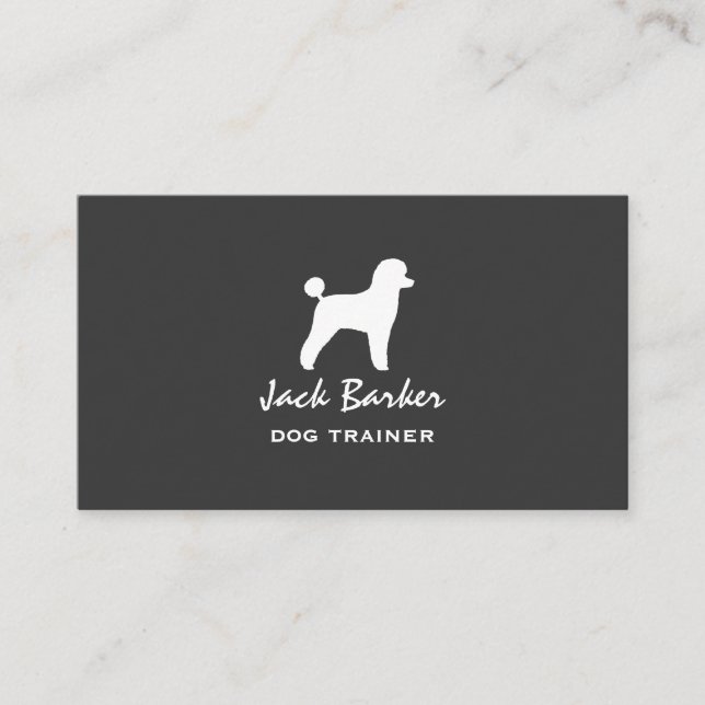White Toy Poodle Silhouette Business Card (Front)