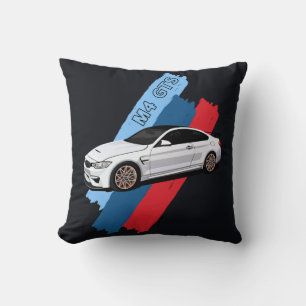 White Track Beast Performance Racing Stripes Cushion