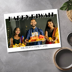 White Traditional Photo Happy Diwali Greeting Holiday Card
