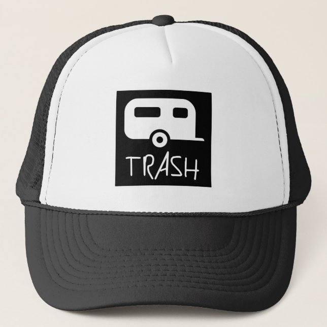 White Trailer Park Trash Poor Dumb Redneck Trucker Hat (Front)