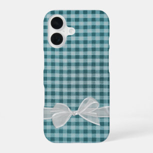 White Transparent Bow On Gingham iPhone 16 Case