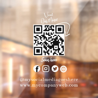 White Transparent QR Social Biz door sign