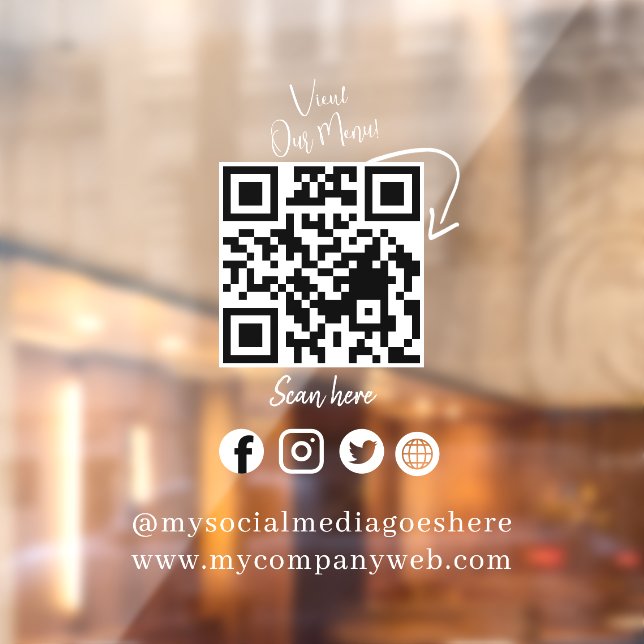 White Transparent QR Social Biz door sign (Sheet 2)
