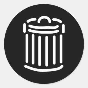 White Trash Can Symbol Classic Round Sticker