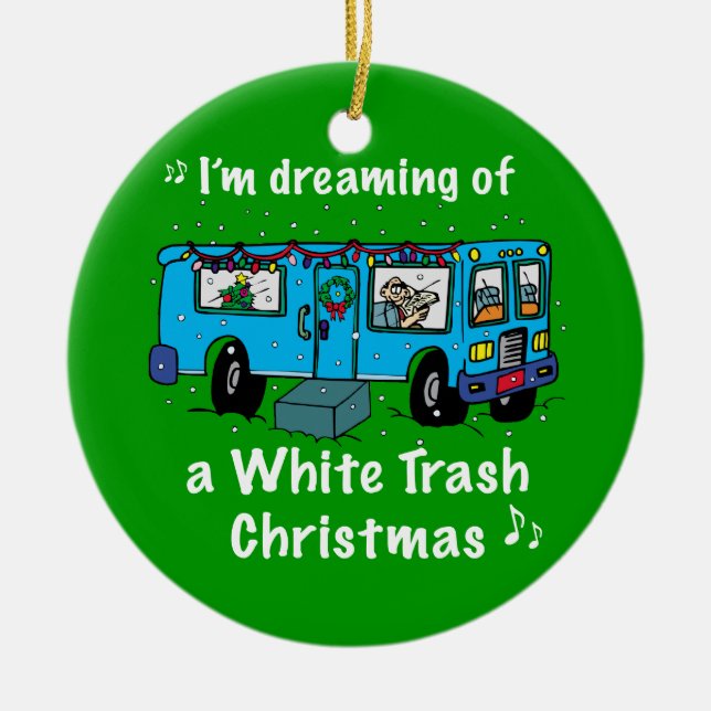White Trash Christmas Ceramic Tree Decoration (Front)