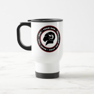White Travel Mug, Black and Red RAM Logo Travel Mug