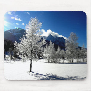 White Tree and Mountain View Mouse Mat