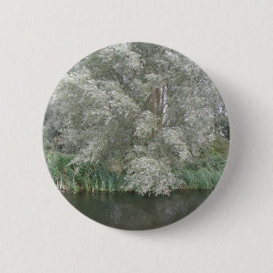 White Tree and River Landscape Button
