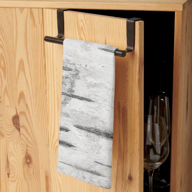 White Tree Birch Bark Rustic Tea Towel (Thirds Fold)