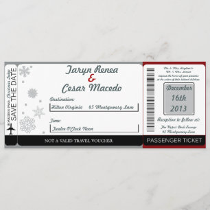 White Tree Boarding Pass Wedding Invitation