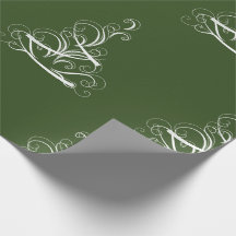 White tree green background wrapping paper