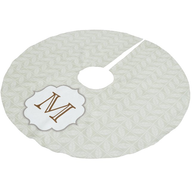 White Tree Leaf Monogram Initial Tree Skirt (Angled)