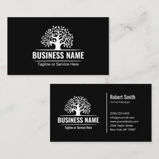 White Tree Logo Professional Landscaping Services  Business Card