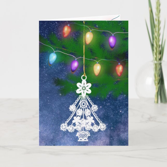 White Tree Ornament Vintage Lights Template (Front)