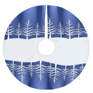 White Tree Silhouettes Elegant Christmas Brushed Polyester Tree Skirt