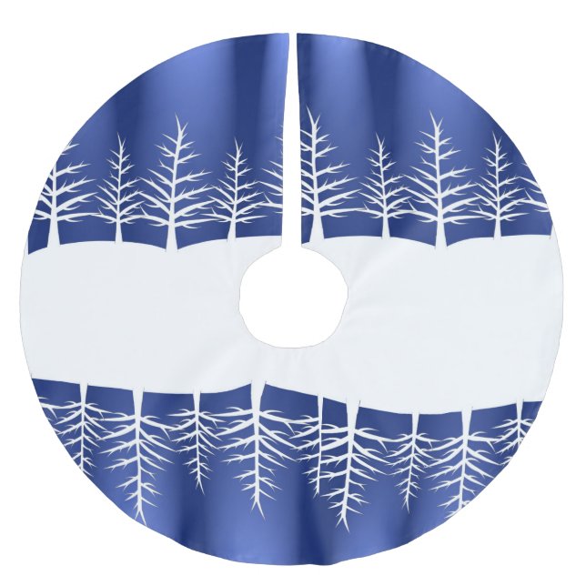 White Tree Silhouettes Elegant Christmas Brushed Polyester Tree Skirt (Front)