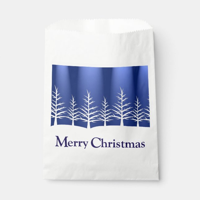 White Tree Silhouettes Elegant Christmas Favour Bags (Front)