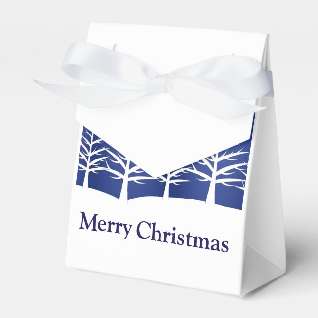 White Tree Silhouettes Elegant Christmas Favour Box (Front Side)