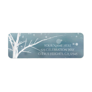 White Tree Winter Blue Elegant Wedding Invitation